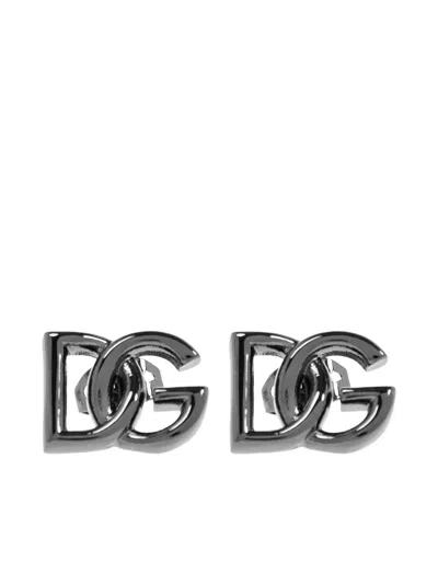 Dolce & Gabbana Dg-logo Earrings In Metallic