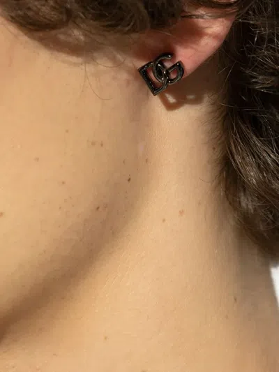 Dolce & Gabbana Dg-logo Earrings In Metallic