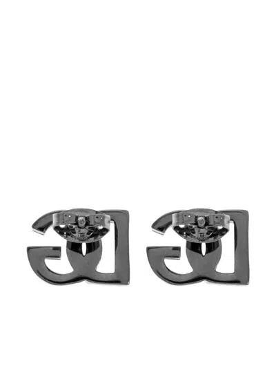Dolce & Gabbana Dg-logo Earrings In Metallic