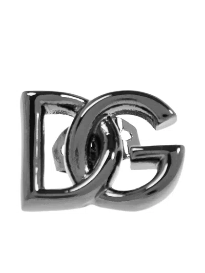 Dolce & Gabbana Dg-logo Earrings In Metallic