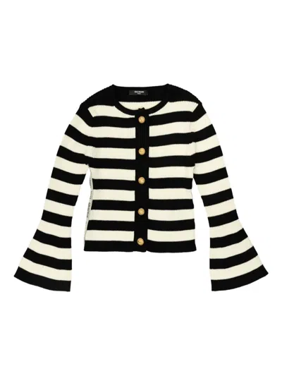 Balmain Striped Bell-sleeve Cardigan In Multi
