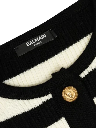 Balmain Striped Bell-sleeve Cardigan In Multi