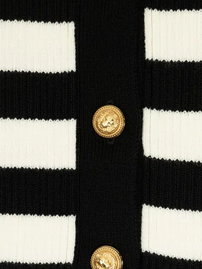 Balmain Striped Bell-sleeve Cardigan In Multi
