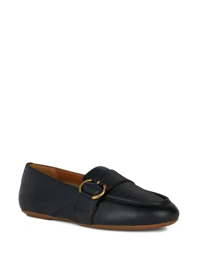 Geox Woman Loafers Black Size 8 Leather In Black
