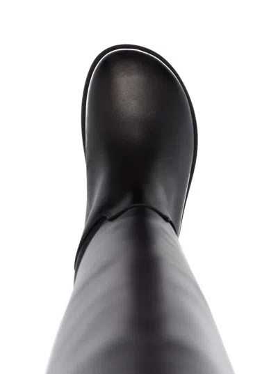 Gia Borghini Black Slip-on Boots With Platform In Smooth Leather Woman