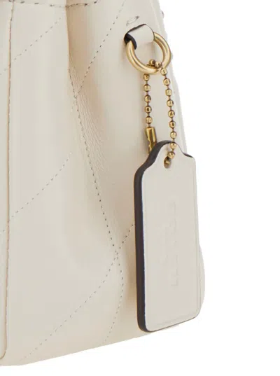 Coach 'tabby 26' White Quilted Crossbody Bag With Chain-link Leather Shoulder Straps And Logo Plaque On Th