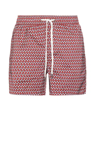 Onia Slim-fit Mid-length Printed Swim Shorts In Red