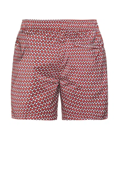 Onia Slim-fit Mid-length Printed Swim Shorts In Red