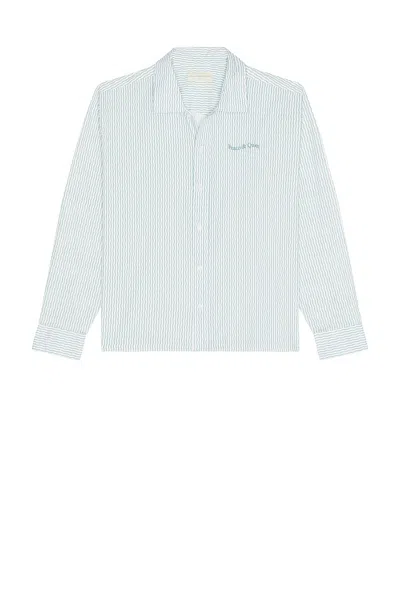 Museum Of Peace And Quiet Wordmark Button Up Shirt In Blue