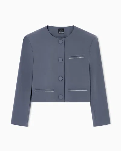 Armani Exchange Button Cropped Jacket In Gray