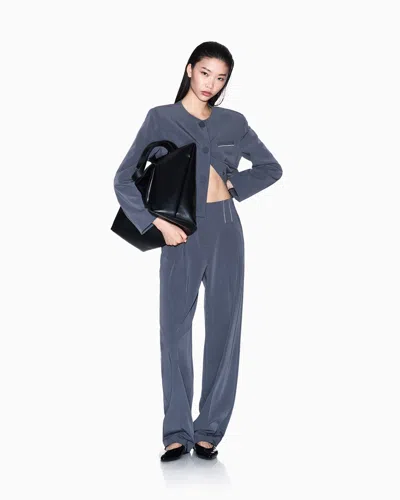 Armani Exchange Button Cropped Jacket In Gray