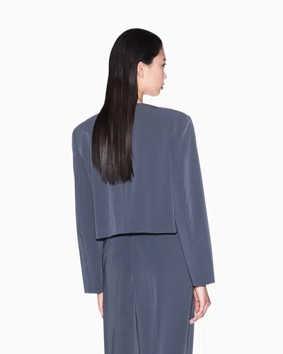 Armani Exchange Button Cropped Jacket In Gray