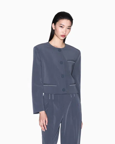 Armani Exchange Button Cropped Jacket In Gray