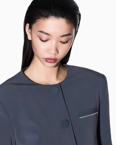 Armani Exchange Button Cropped Jacket In Gray