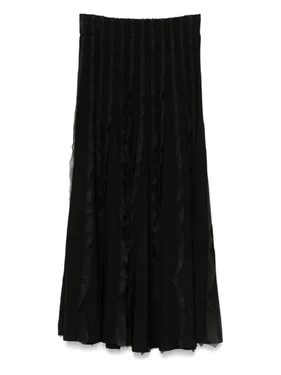 Emporio Armani Ruffled Midi Skirt In Black