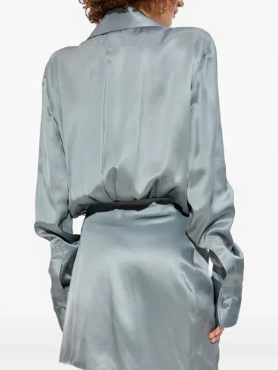 Attico Wrap-front Mini Dress In Gray