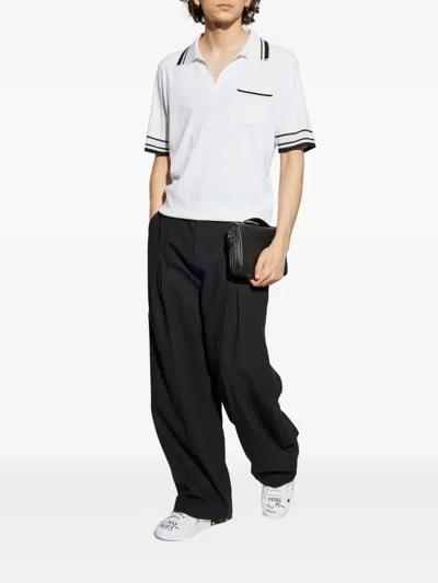 Dolce & Gabbana Striped-trim Polo-neck Top In White