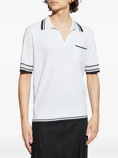Dolce & Gabbana Striped-trim Polo-neck Top In White