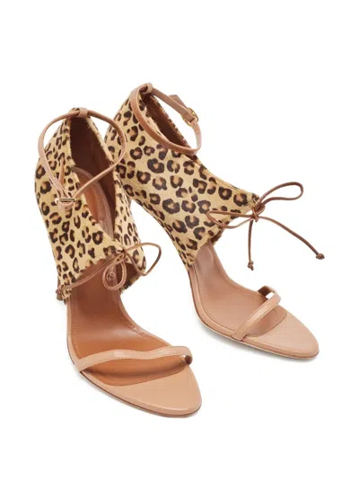 Pre-owned Malone Souliers  110mm Leopard-print Sandals