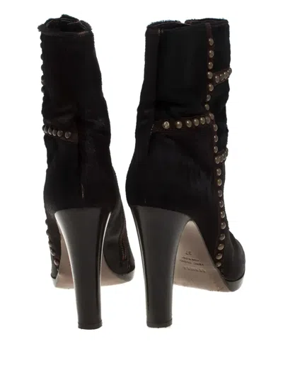 Pre-owned Le Silla  105mm Studded Boots