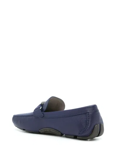 Ferragamo Navy Blue Clasp Business Casual Shoes In Multi