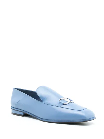 Ferragamo Square Toe Loafers In Blue