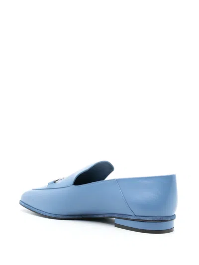 Ferragamo Square Toe Loafers In Blue