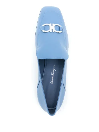 Ferragamo Square Toe Loafers In Blue