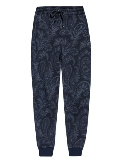 Etro Paisley-print Drawstring Sweatpants In Blue