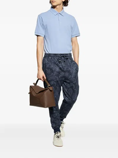 Etro Paisley-print Drawstring Sweatpants In Blue