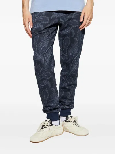 Etro Paisley-print Drawstring Sweatpants In Blue