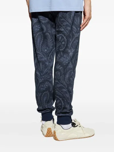 Etro Paisley-print Drawstring Sweatpants In Blue