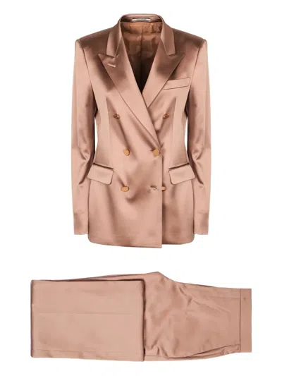 Tagliatore Double-breasted Suit In Neutral