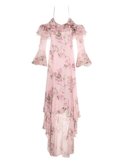 Blumarine Floral-printed Ruffled Gown In Pink