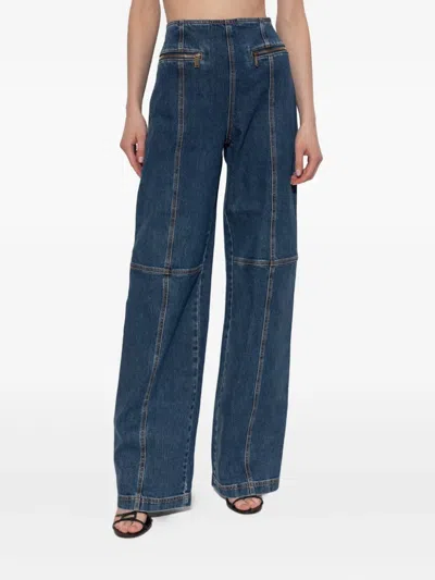 Etro Pegaso-embroidered Straight-leg Jeans In Blue