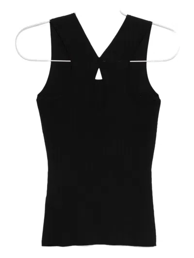 Joseph Keyhole Ribbed Top In Black