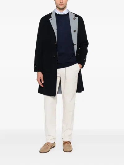 Eleventy Reversible Wool Coat In Black