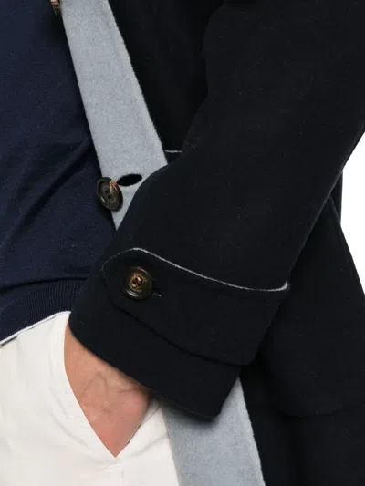 Eleventy Reversible Wool Coat In Black