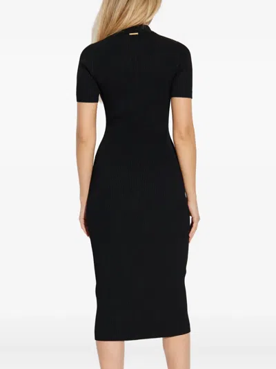 Michael Michael Kors Ribbed Polo Dress In Black