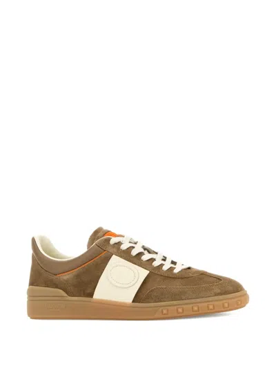 Valentino Panelled Sneakers In Brown