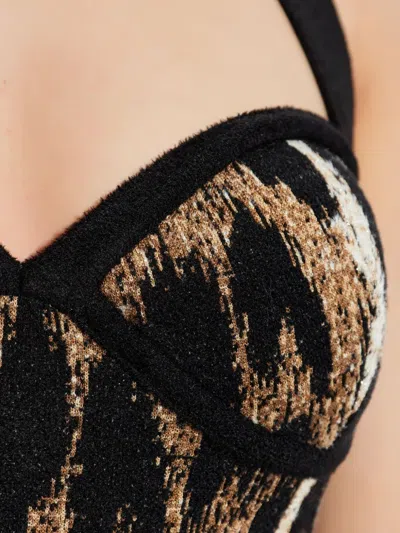 Balmain Halterneck Leopard Print Jacquard Bodycon Dress In Animal Print