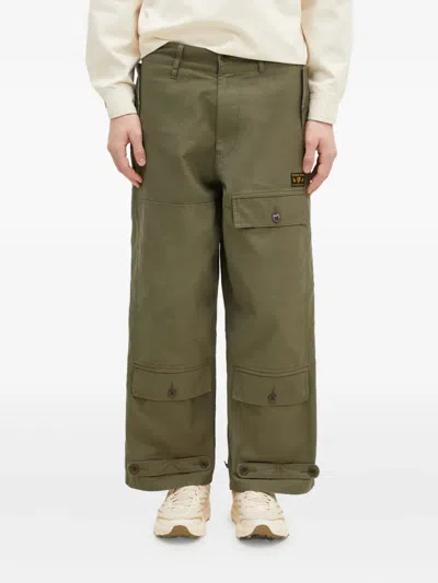 Human Made Patch-pocket Herringbone Trousers In Green