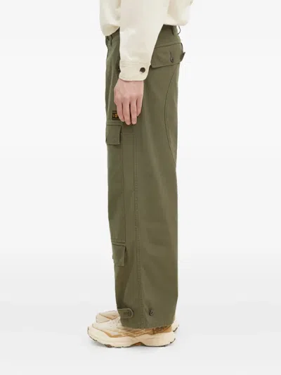Human Made Patch-pocket Herringbone Trousers In Green