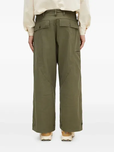 Human Made Patch-pocket Herringbone Trousers In Green