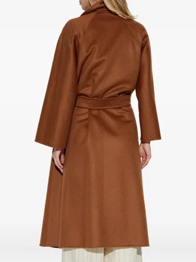Max Mara Belted Cashmere Wrap Coat In Brown