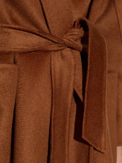 Max Mara Belted Cashmere Wrap Coat In Brown