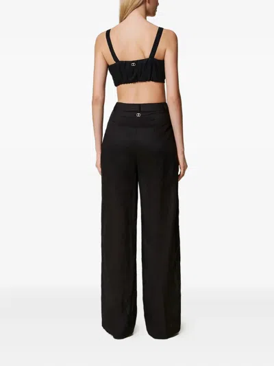 Twinset Pleated Tailored Trousers In Black