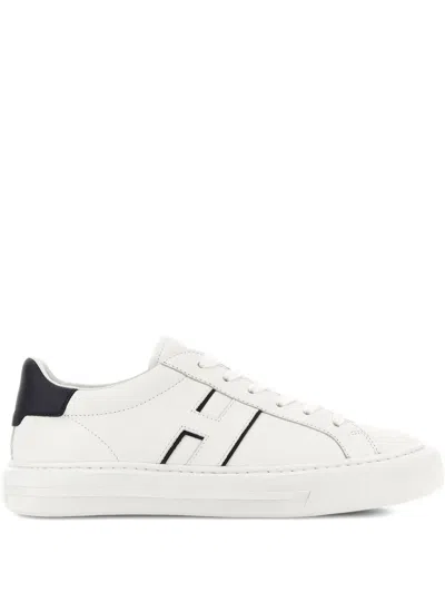 Hogan White Leather Sneakers With Logo Design And Rubber Sole In White