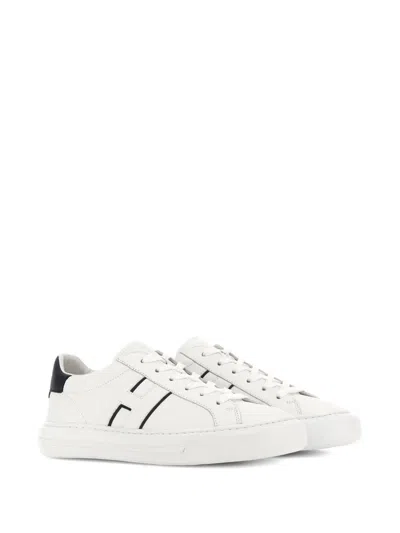 Hogan White Leather Sneakers With Logo Design And Rubber Sole In White