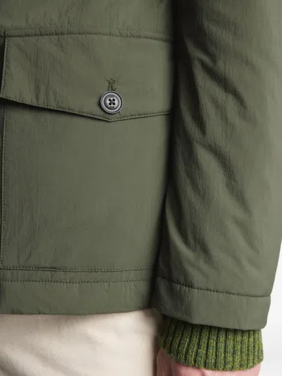 Fay Button-up Green Coat With High Collar